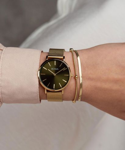 BOWA New York Petite Green-Gold Mesh 34 Gift Set (watch + bracelet)