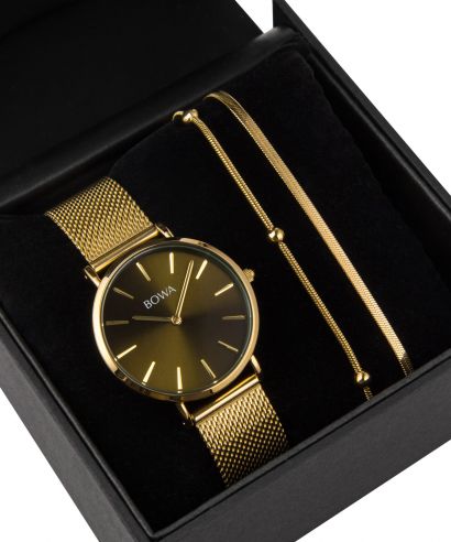 BOWA New York Petite Green-Gold Mesh 34 Gift Set (watch + bracelet)
