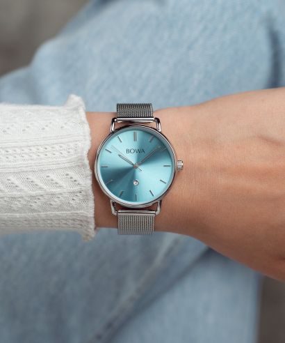 BOWA Milan Ice-Blue Silver Mesh 34 watch
