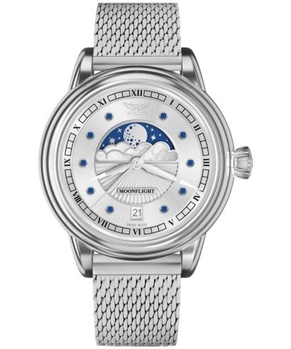Aviator Moonflight Gemstone Edition Silver Blue Sapphire Limited Edition ladies watch