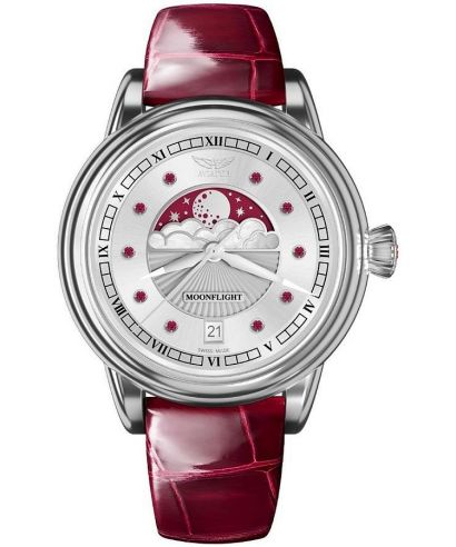Aviator Moonflight Gemstone Edition Silver Red Ruby Limited Edition ladies watch