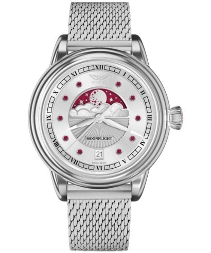 Aviator Moonflight Gemstone Edition Silver Red Ruby Limited Edition ladies watch