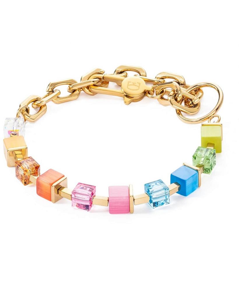 Coeur De Lion Cube Fushion Charm Gold Rainbow bracelet