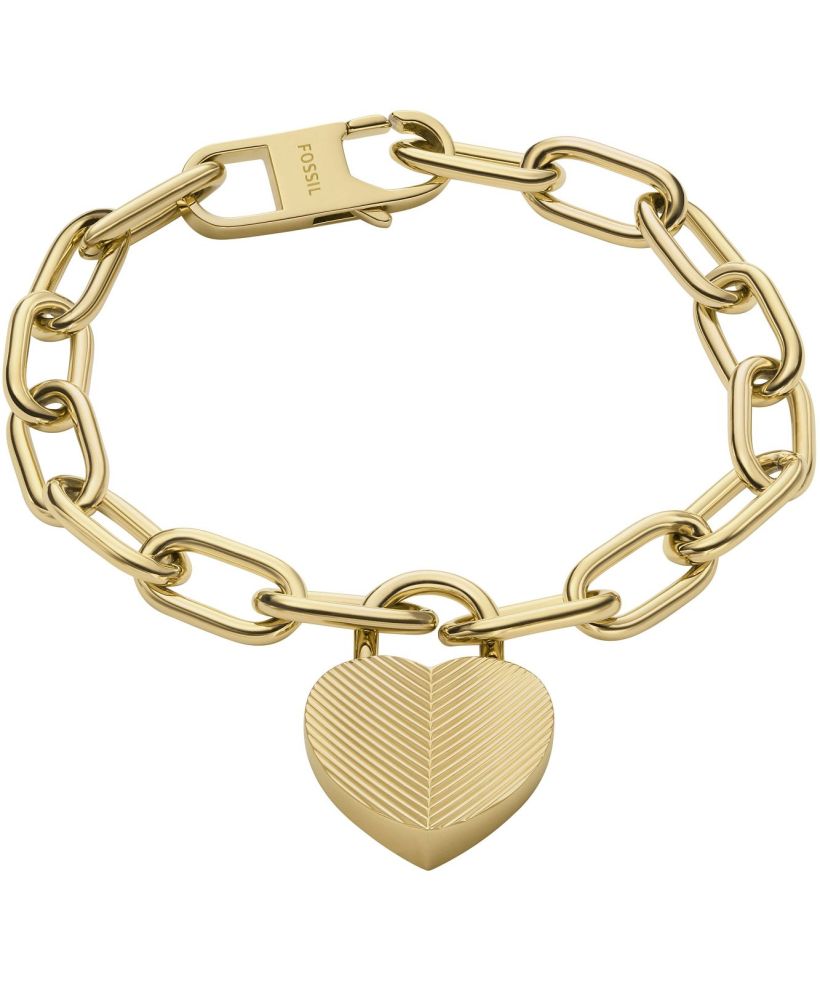 Fossil Harlow Linear Texture Heart bracelet