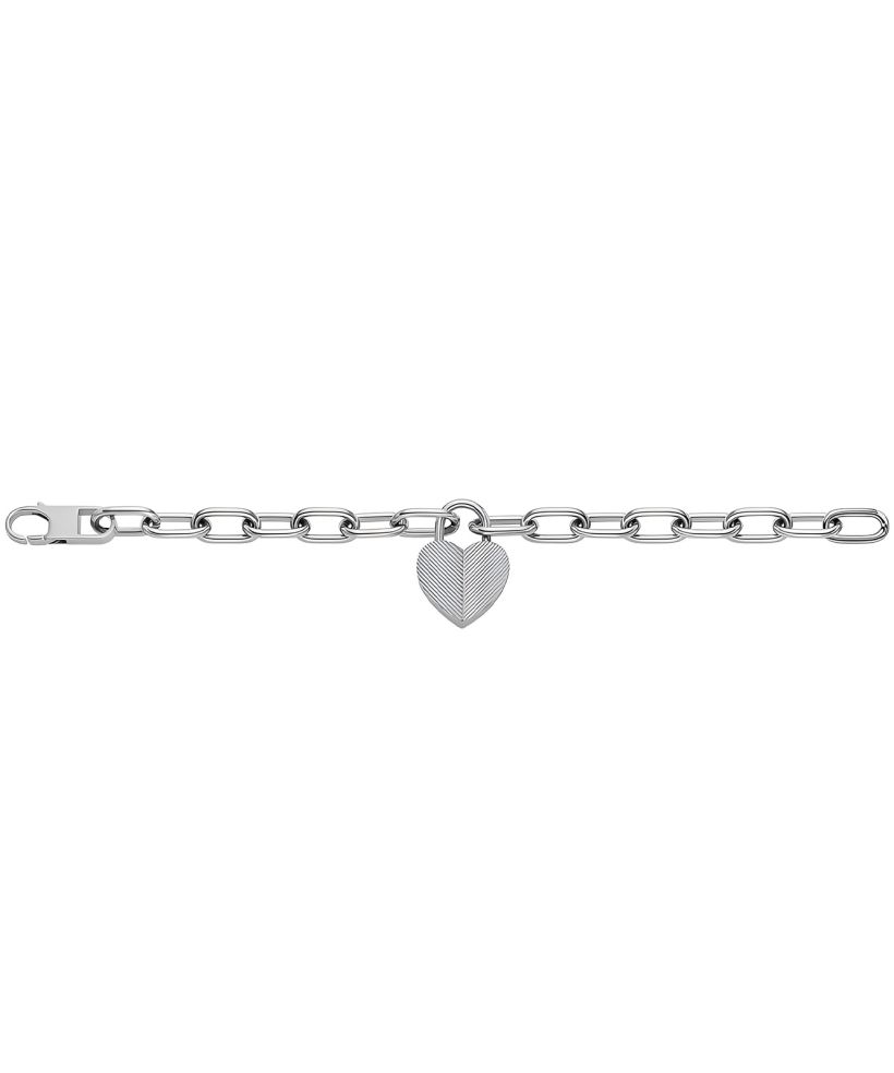 Fossil Harlow Linear Texture Heart bracelet