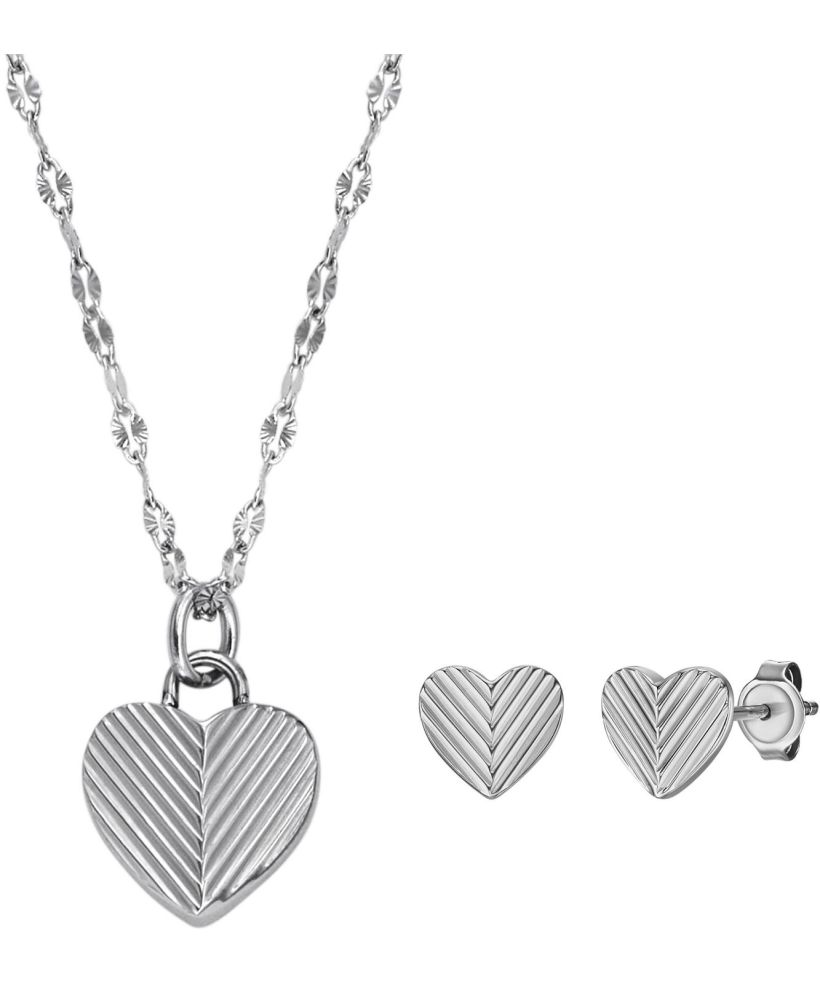 Fossil Harlow Linear Texture Heart necklace
