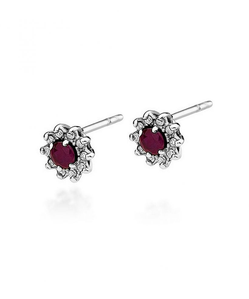 Bonore - White Gold 585 - Ruby 0,15 ct earrings