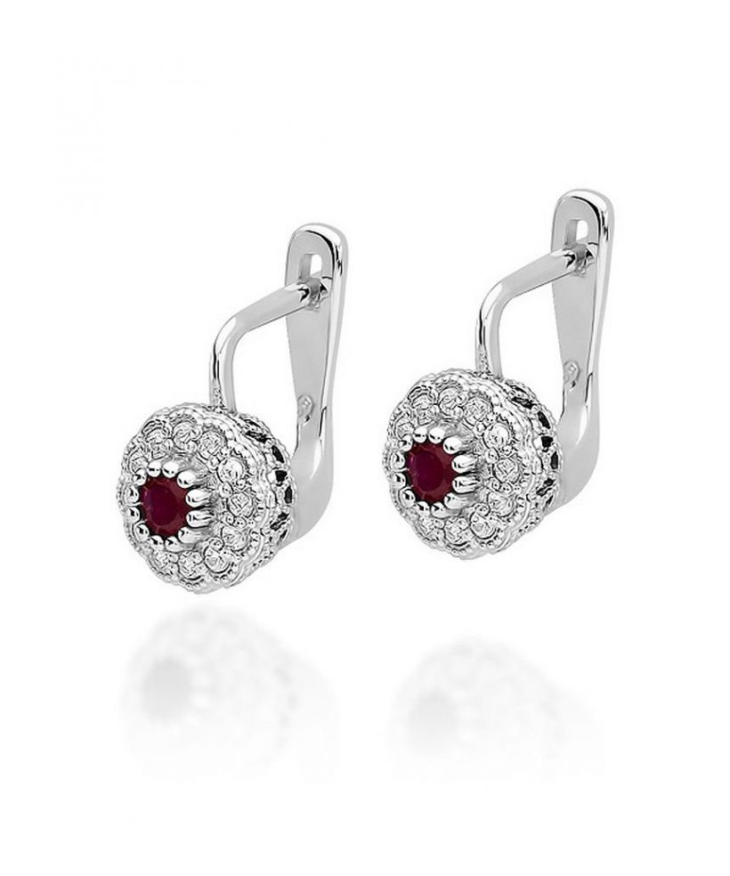 Bonore - White Gold 585 - Ruby 0,15 ct earrings