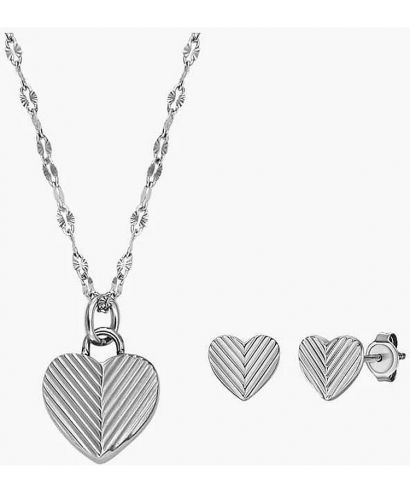 Fossil Harlow Linear Texture Heart necklace