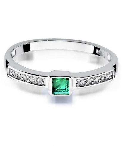 Bonore - White Gold 585 - Emerald 0,1 ct ring