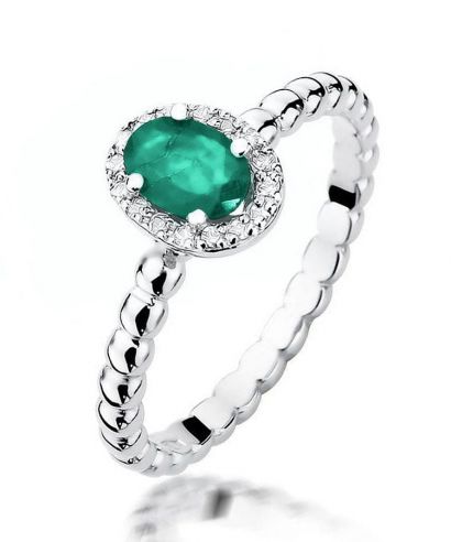 Bonore - White Gold 585 - Emerald 0,4 ct ring
