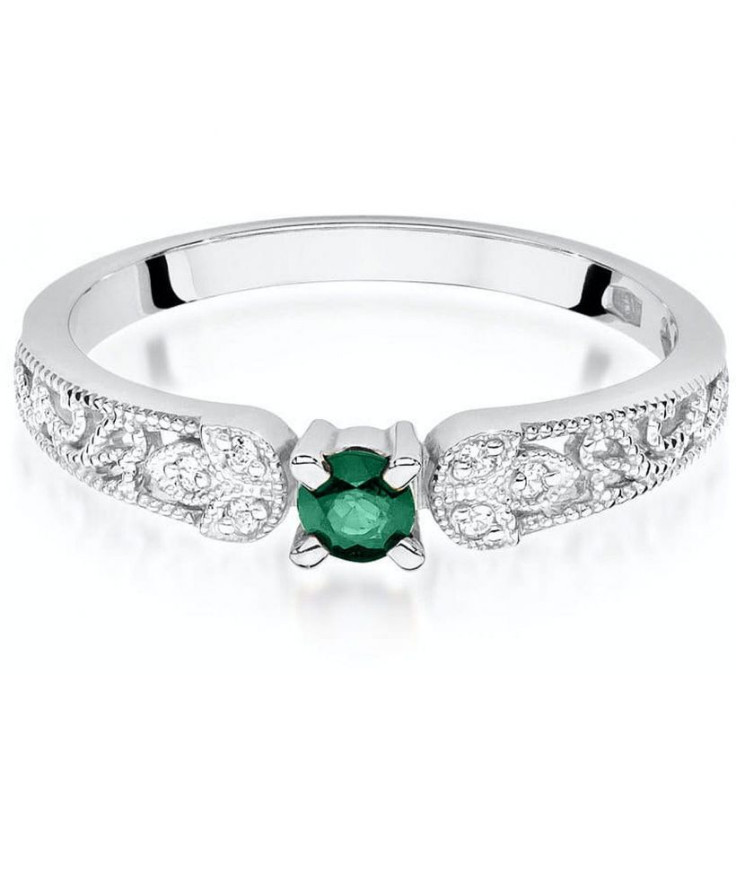 Bonore - White Gold 585 - Emerald 0,1 ct ring