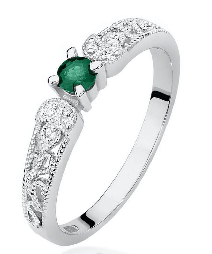 Bonore - White Gold 585 - Emerald 0,1 ct ring