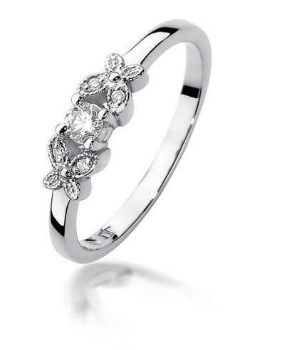 Bonore - White Gold 585 - Diamond 0,1 ct ring