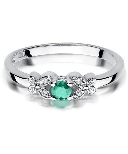 Bonore - White Gold 585 - Emerald 0,15 ct ring