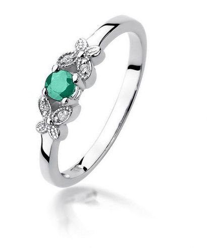 Bonore - White Gold 585 - Emerald 0,15 ct ring