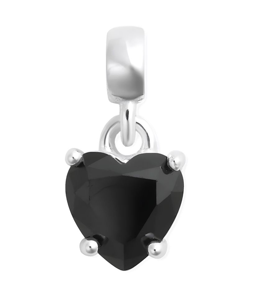 Daniel Wellington Heart Black Crystal Charm Silver pendant