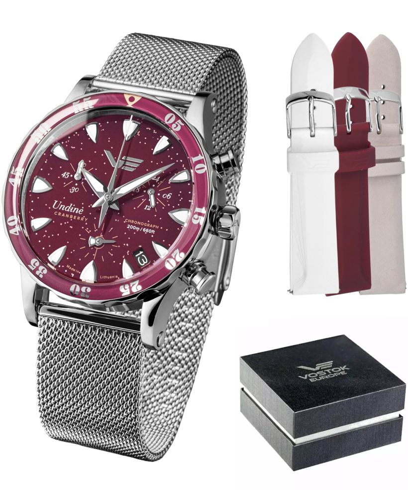 Vostok Europe Undine Cranberry Chronograph Limited Edition SET ladies watch