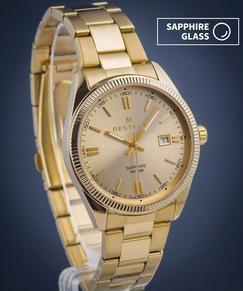 DESTELL Loup Full Gold Steel Sapphire watch