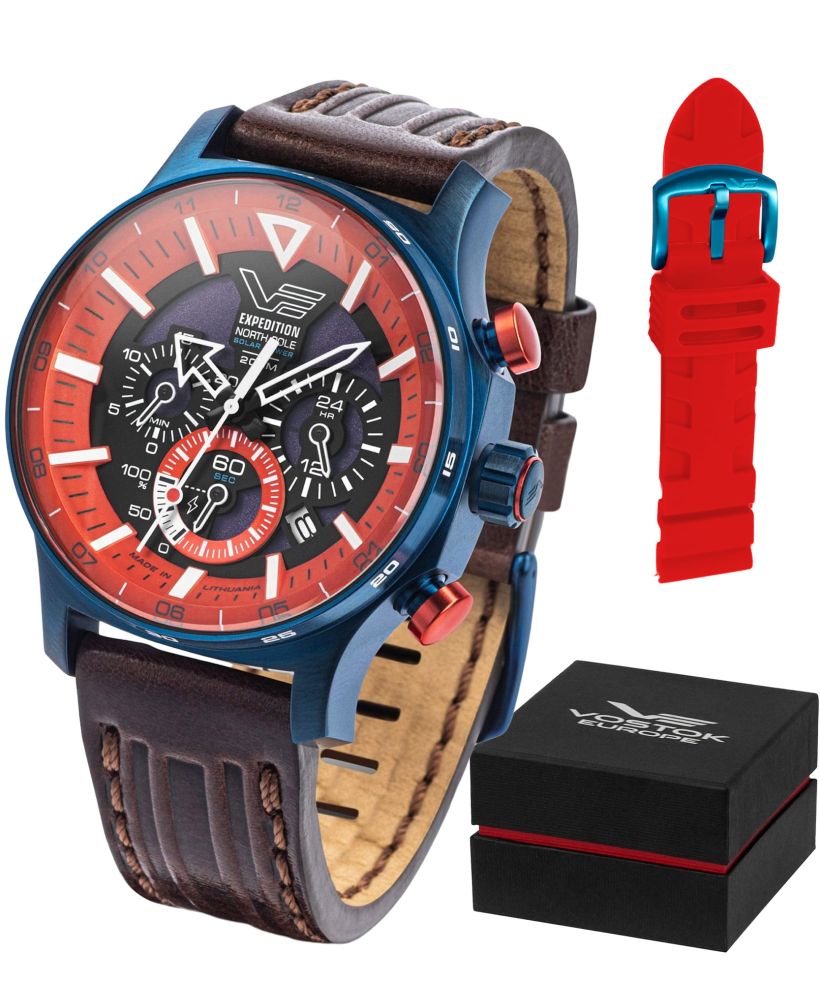 Vostok Europe Expedition North Pole Polar Sunrise Solar Power Chronograph Limited Edition SET watch