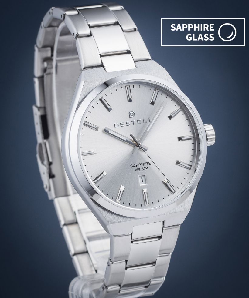 DESTELL Aries Full Silver Steel Sapphire watch