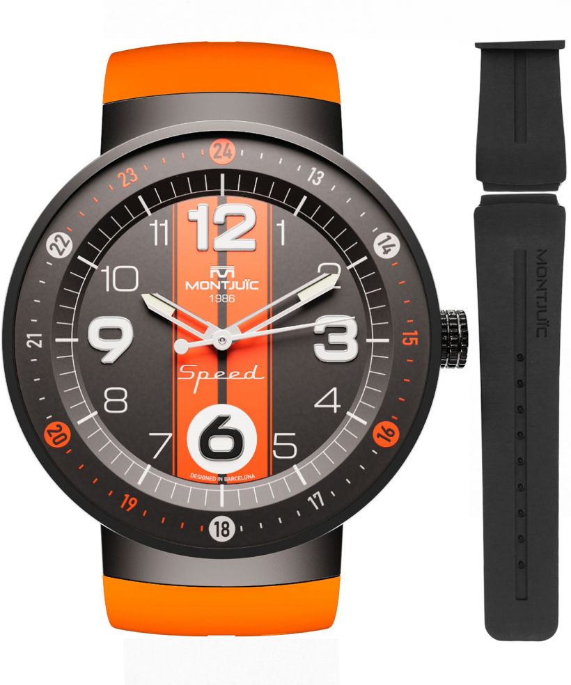 Montjuic Speed Sport Orange Racing Stripes PVD watch