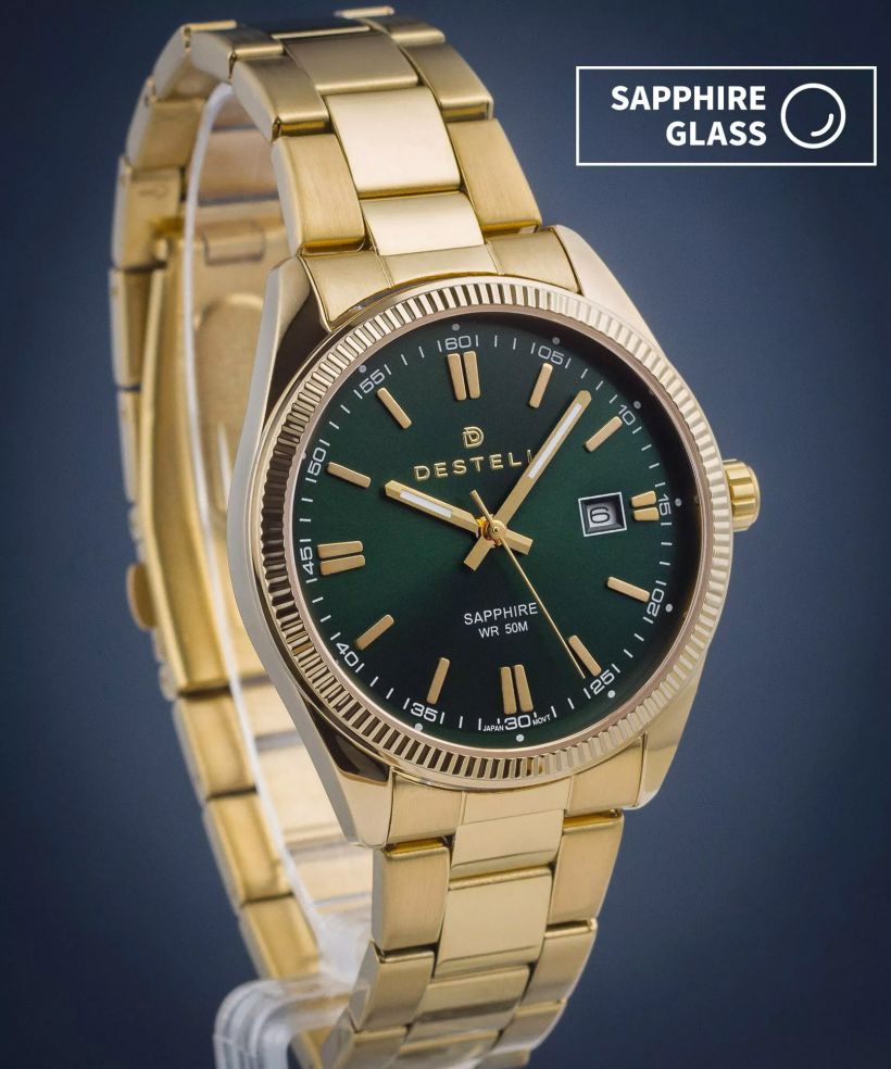 DESTELL Loup Green Gold Steel Sapphire watch