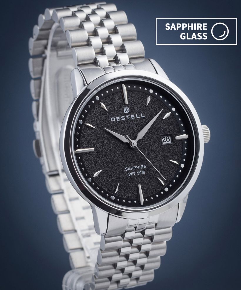 DESTELL Pictor Black Silver Steel Sapphire watch
