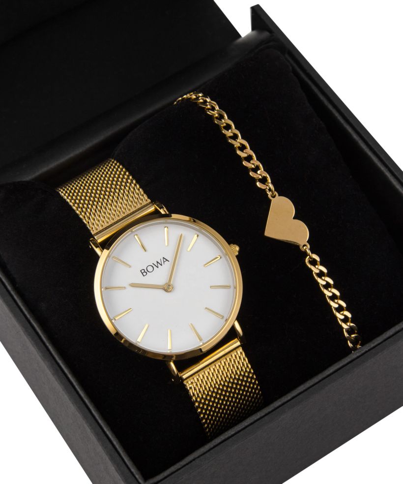 BOWA New York Petite White-Gold Mesh 34 Gift Set (watch + bracelet)