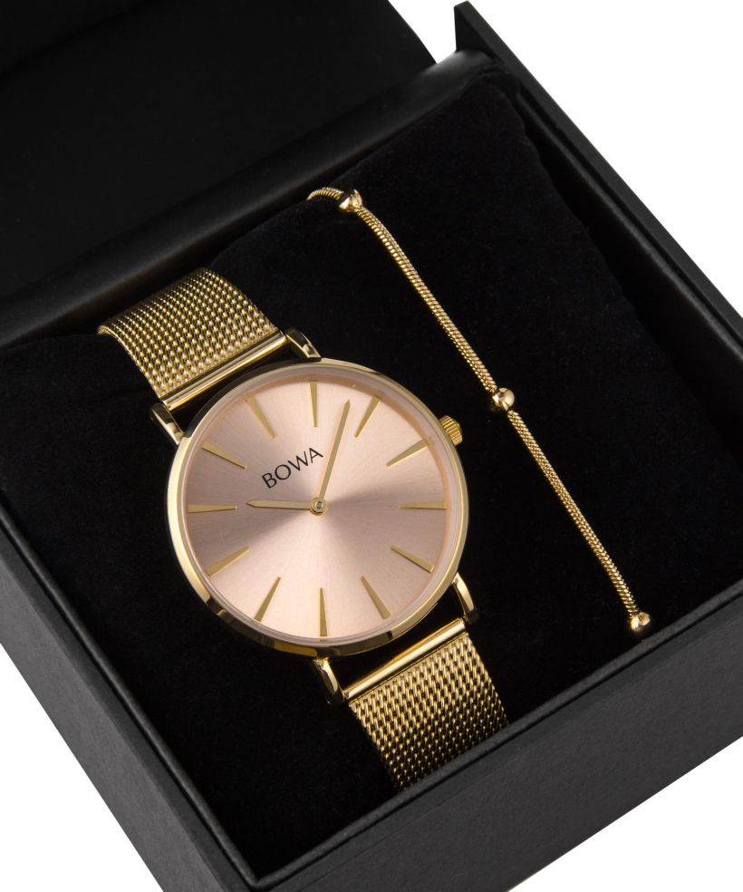 BOWA New York Pink-Gold Mesh 38 Gift Set (watch + bracelet)