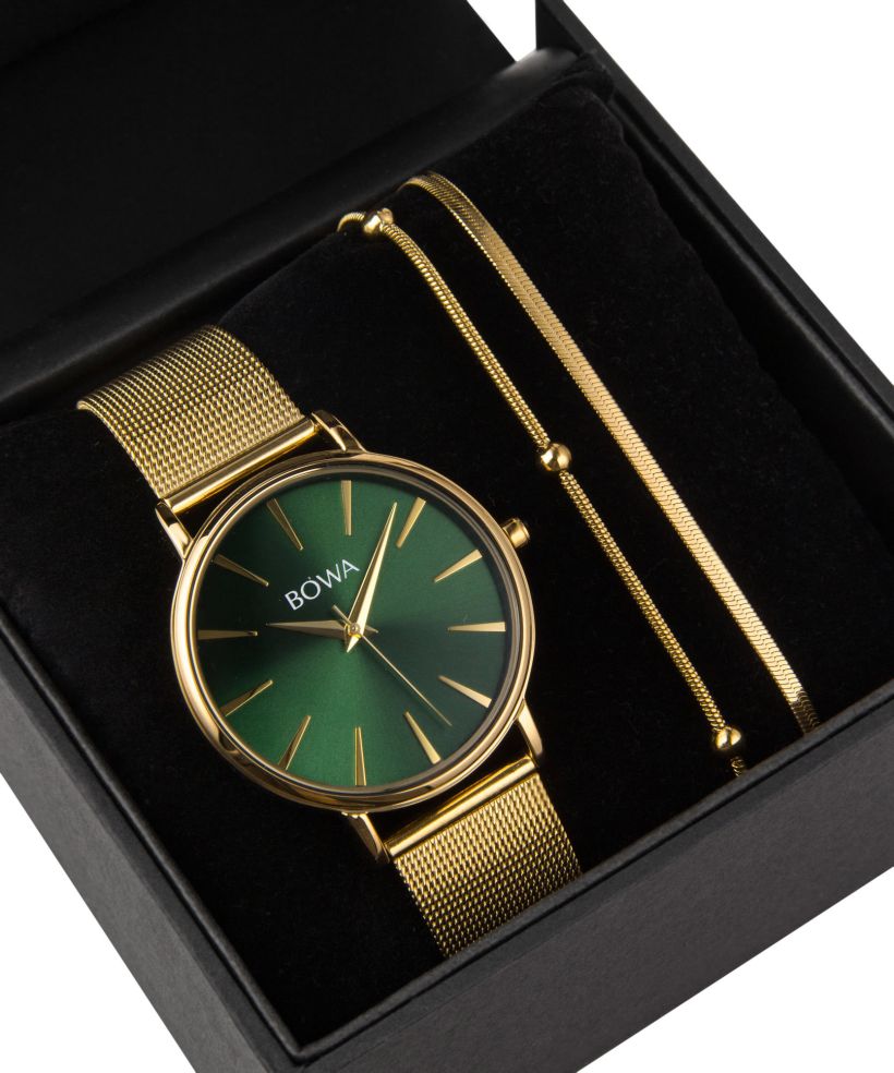 BOWA Praha Green-Gold Mesh 38 Gift Set (watch + bracelet)