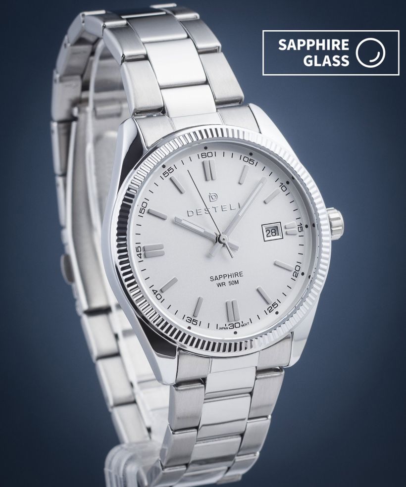 DESTELL Loup White Silver Steel Sapphire watch