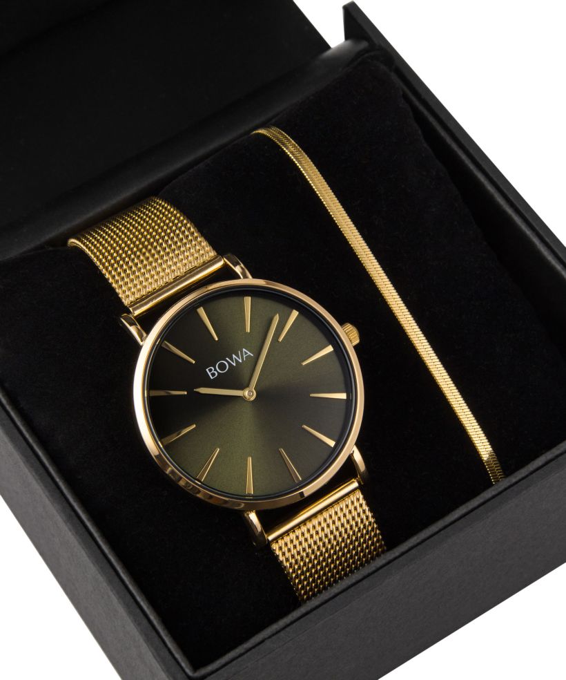 BOWA New York Green-Gold Mesh 38 Gift Set (watch + bracelet)
