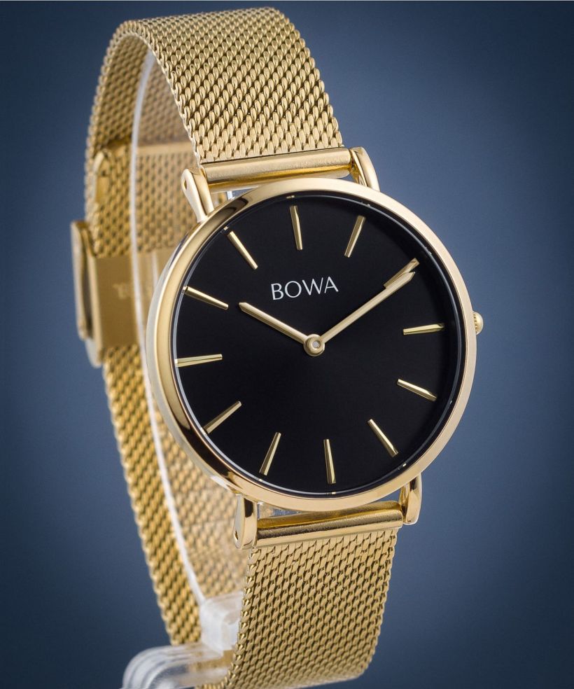 BOWA New York Petite Black-Gold Mesh 34 women's watch
