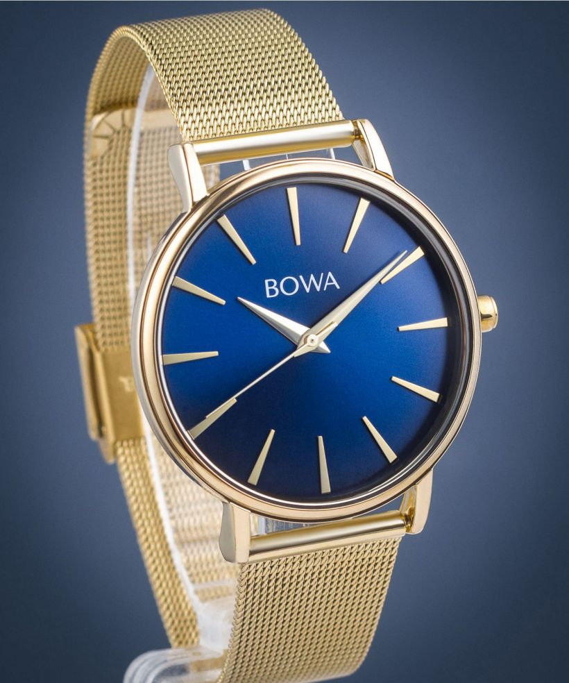 BOWA Praha Navy Blue-Gold Mesh 38 watch
