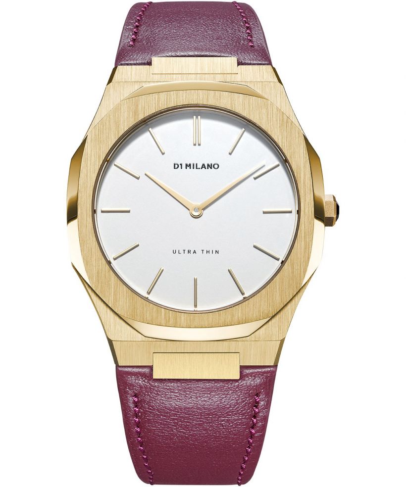 D1 Milano Ultra Thin Leather Gold Plum ladies watch