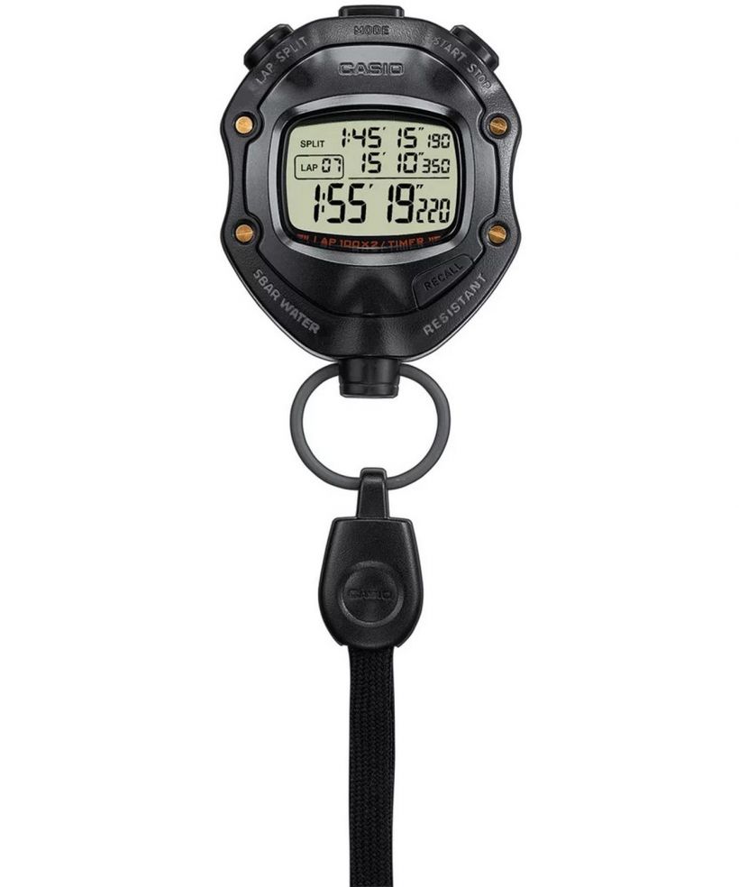 Casio Digital Black Stopwatch pocket watch