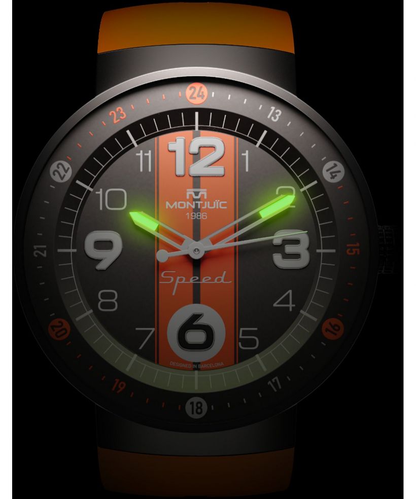 Montjuic Speed Sport Orange Racing Stripes PVD watch