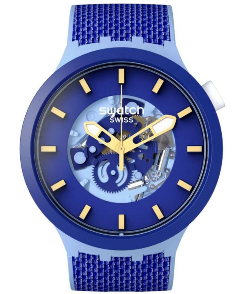 Swatch Big Bold Bouncing Blue Biosourced Skeleton watch