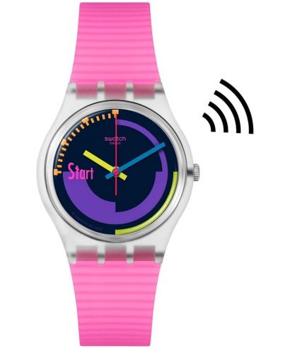 Swatch Neon Pink Podium Pay! watch