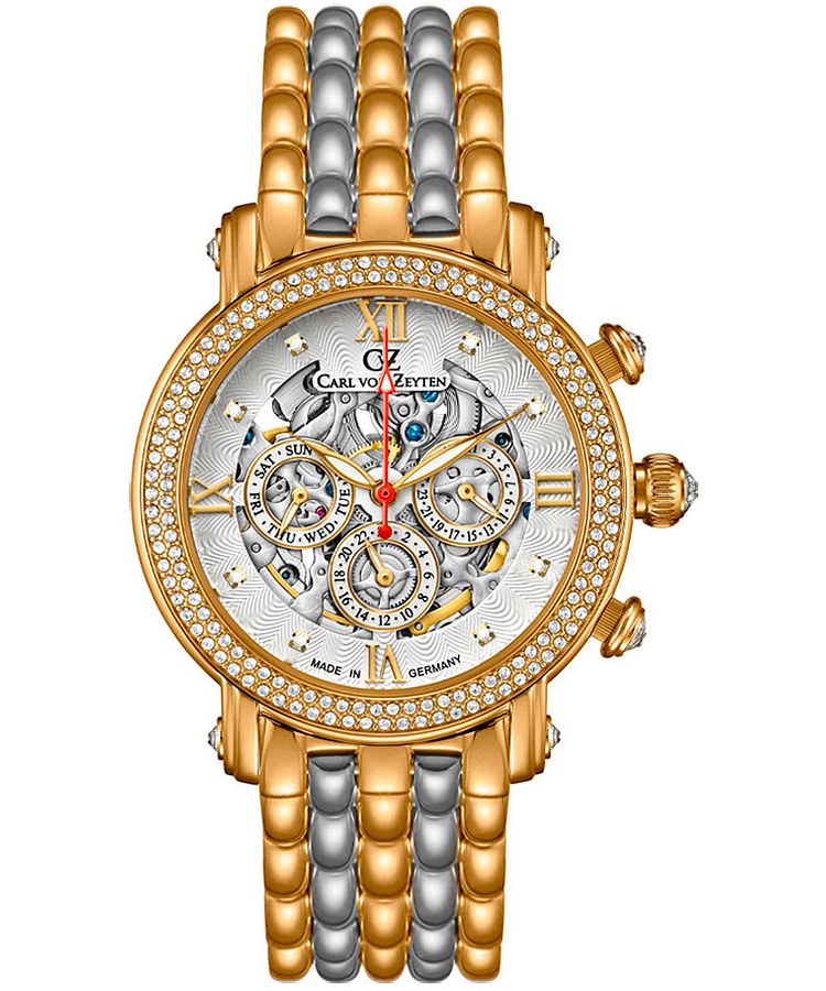 Carl Von Zeyten Orologio Uomo Automatico Skeleton – Modello CVZ0008WH Cassa Acciaio E Cinturino Pelle - 5