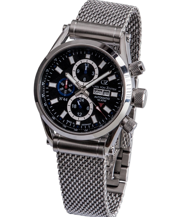 Carl Von Zeyten Orologio Uomo Automatico CVZ0044BKMB – Cassa Acciaio, Cinturino Milanese, Quadrante Con Giorno E Mese, 10 Bar