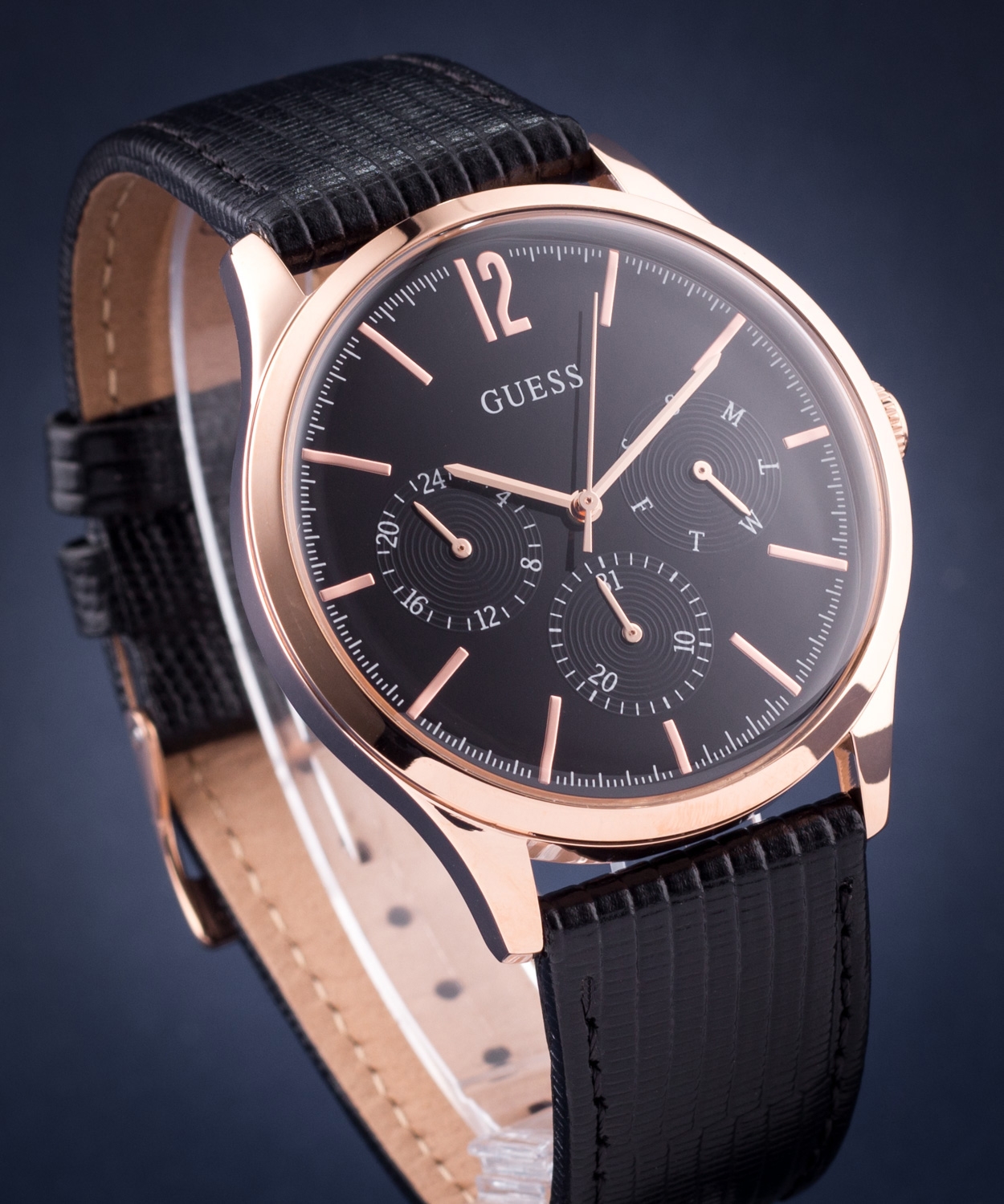 Guess Orologio Uomo W1041G3: Quarzo, Cassa Acciaio Color Bronzo E Cinturino In Pelle Nero