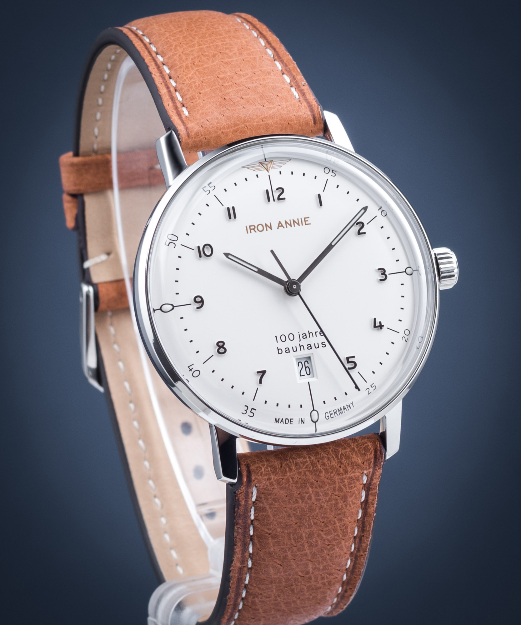 Iron Annie Orologio Automatico Uomo Bauhaus 5050 - Cassa Acciaio 40mm, Cinturino Pelle, Movimento Svizzero, Made In Germany