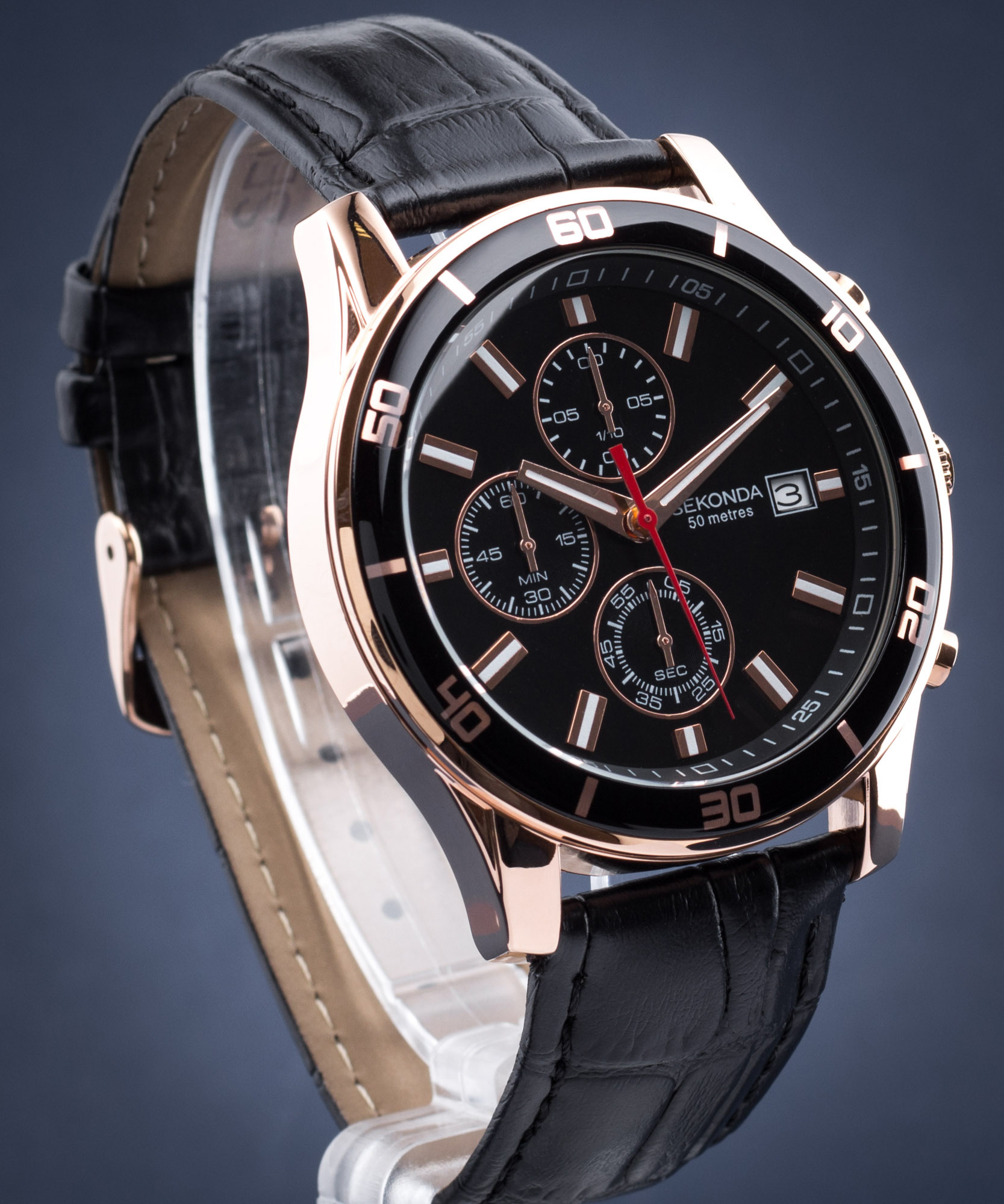 Sekonda 1661 Orologio Da Polso Uomo - Acciaio E Pelle Marrone - Quarzo, Impermeabile 50m