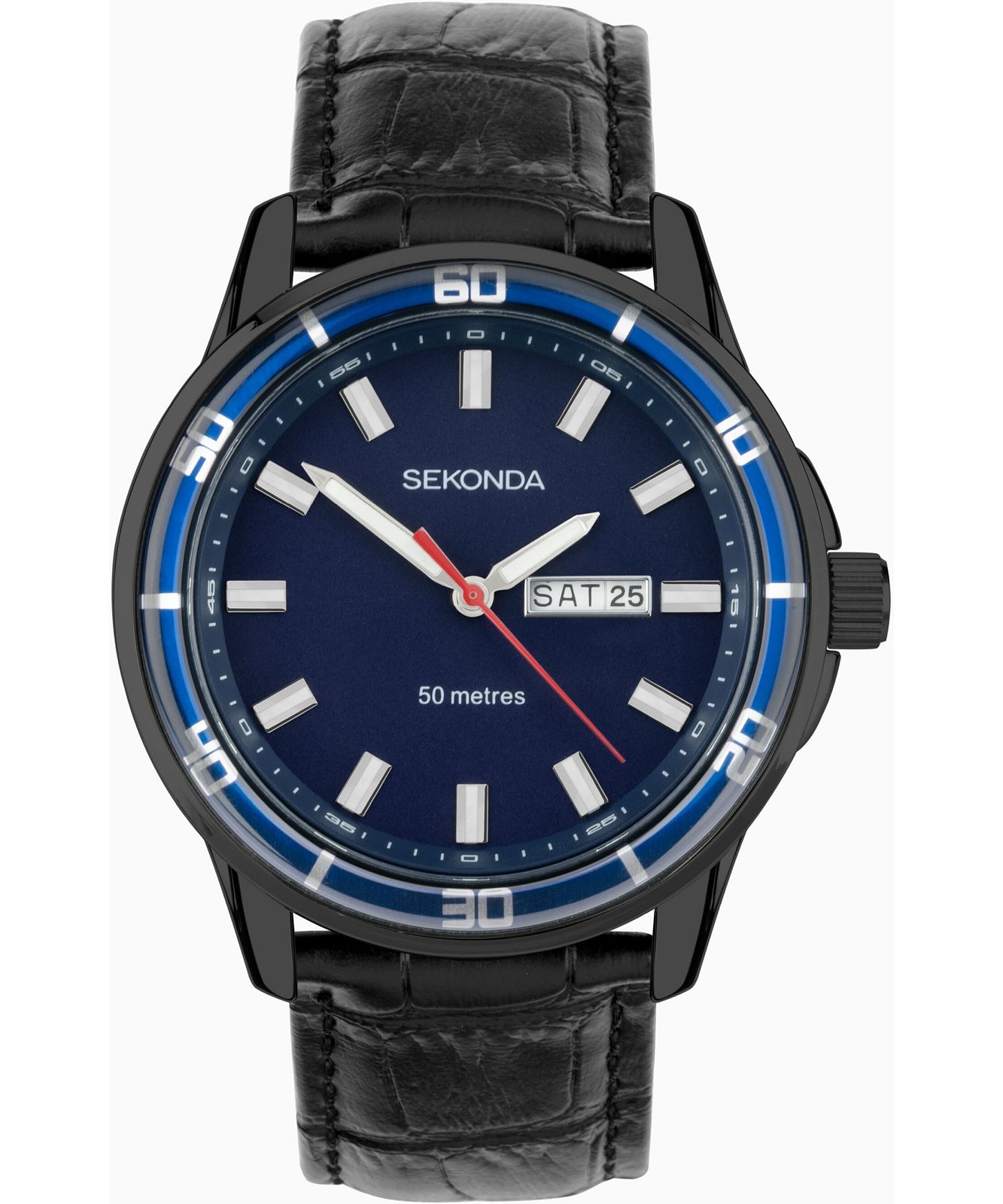 Sekonda Midnight Orologio Uomo Al Quarzo 44mm | Quadrante Nero Con Sub-quadranti Multifunzione, Bracciale Milanese In Acciaio | Impermeabile 50m, Giorno E Data