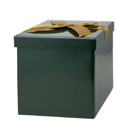 Green, golden bow