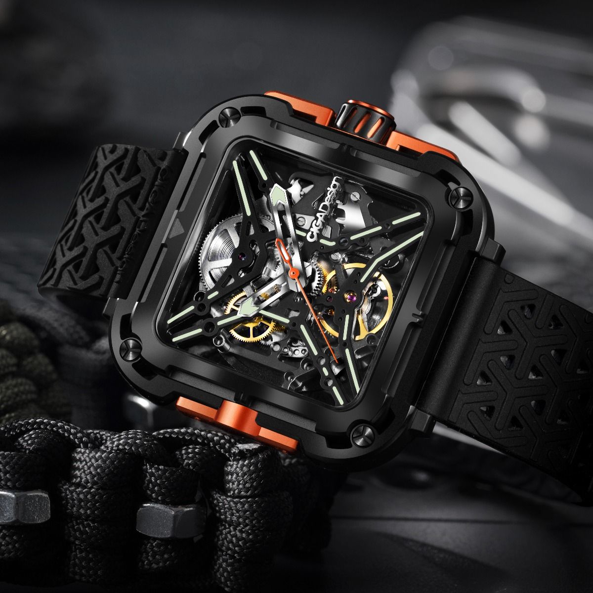 Ciga Design X Series Gorilla Black & Orange Skeleton Automatic watch