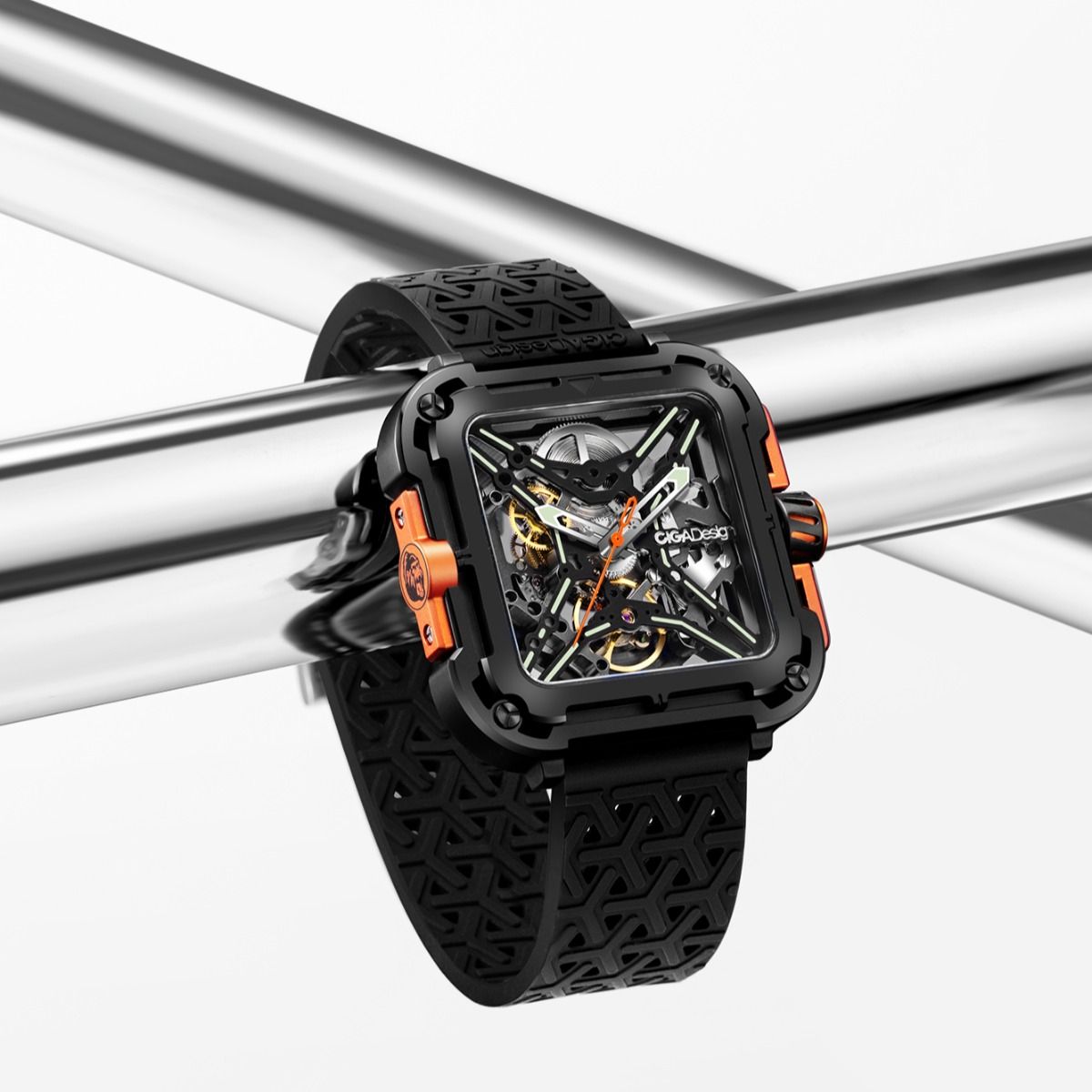 Ciga Design X Series Black & Orange Skeleton Automatic watch