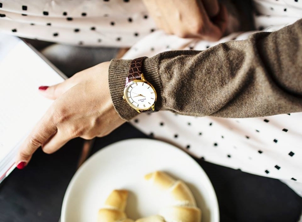 Watch with a leather strap